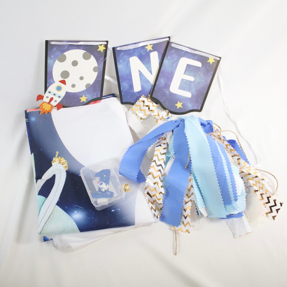 First Trip Around the Sun 1st Birthday Space Party Decorations Banner + Backdrop